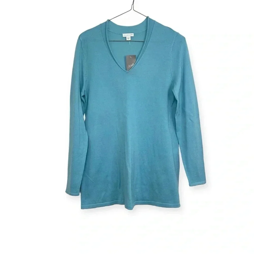 J. Jill Blue Merino Wool Sweater V-Neck Size XS